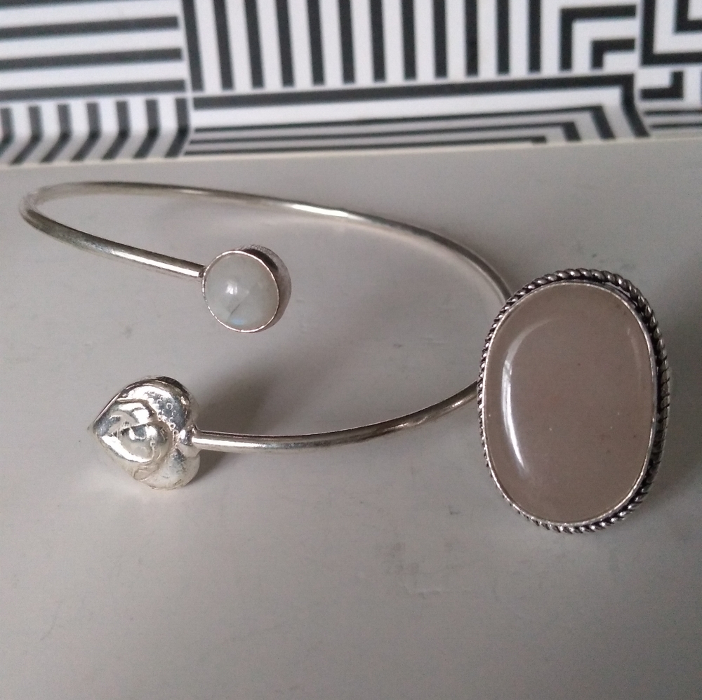 Moonstone Gemstone India Ring And Bracelet Set